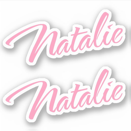 Natalie Decoratieve Naam in Roze x2 Sticker (Voorkant)