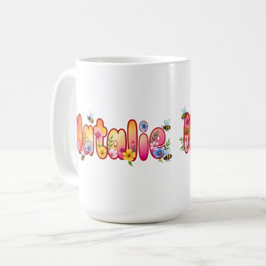 Natalie - Floral and Bee Design Mug (Devant gauche)