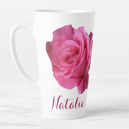 Natalie naam roze rozenbloemen boho Latte Mok (Links)