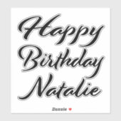 Natalie Nom Prénom Anniversaire de Black Sticker (Feuille)