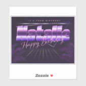 Natalie Prénom lila retro Sticker (Feuille)