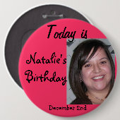 Natalie, vandaag is Natalie's verjaardag, december Ronde Button 6,0 Cm (Voorkant /achterkant)