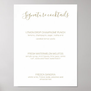 Natasha Gold Signature Drink Rustic Wedding Sign Poster