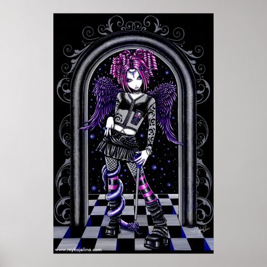 Natasha Gothic Pink Tattoo Angel Poster (Voorkant)