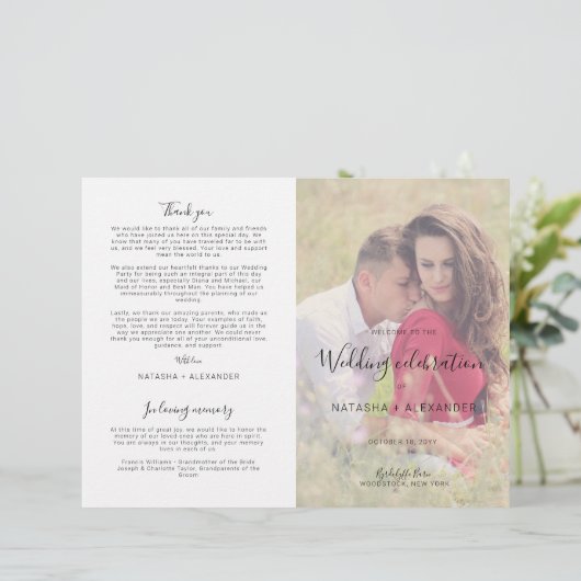 Natasha Modern Photo Mariage programme de cérémoni (Debout devant)