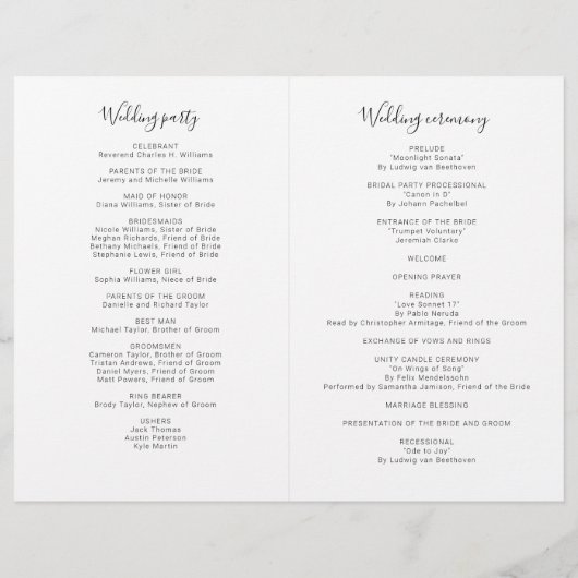 Natasha Modern Photo Wedding Ceremony Program (Achterkant)