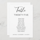 Natasha Modern Wedding Table Seating Chart Kaart (Voorkant / Achterkant)