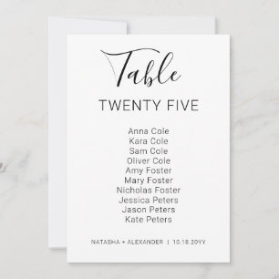 Natasha Modern Wedding Table Seating Chart Kaart