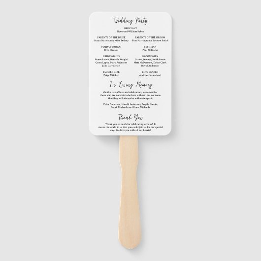 Natasha Monogram Modern Wedding Programma Handwaaier (Achterkant)