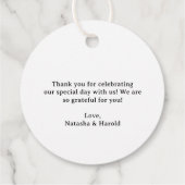 Natasha Monogram Moderne bruiloft Bedankjes Labels (Achterkant)