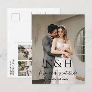 Natasha Monogram Moderne bruiloft Bedankt Briefkaart