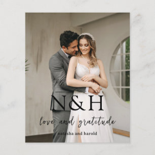 Natasha Monogram Moderne bruiloft Bedankt Card