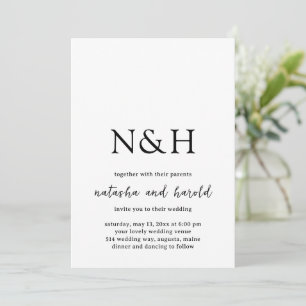 Natasha Monogram Moderne bruiloft Kaart