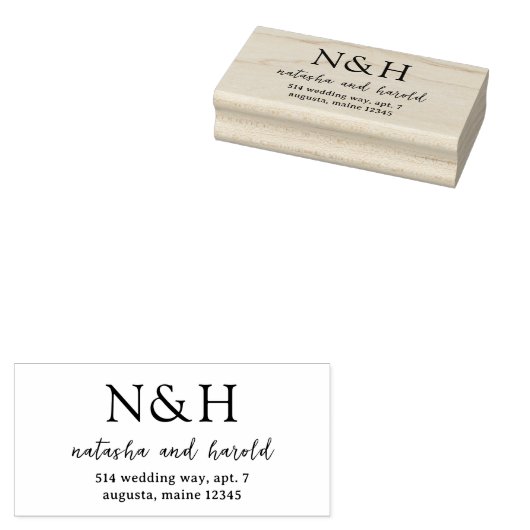 Natasha Monogram Moderne bruiloft Rubberstempel (Gestempeld)