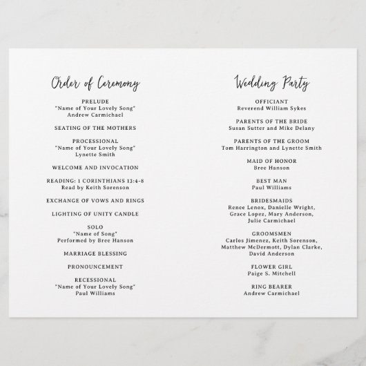 Natasha Monogramme Programme de mariage moderne (Dos)