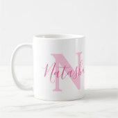 Natasha name meaning and monogram pink text koffiemok (Links)