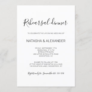Natasha Rustic Black Calligraphy repetitie diner Kaart