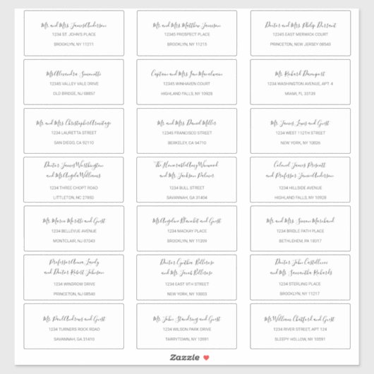 Natasha Simple Noir Blanc Étiquettes de adresse in (Feuille)