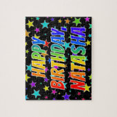 "NATASHA" Voornaam, geun "HAPPY BIRTHDAY" Legpuzzel (Verticaal)