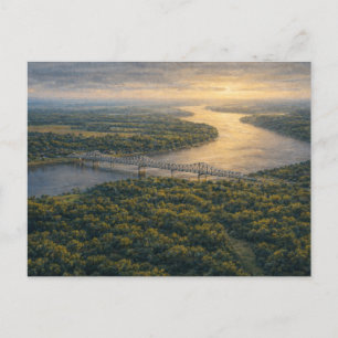 Natchez aan de rivier Mississippi-rivieransichtk Briefkaart