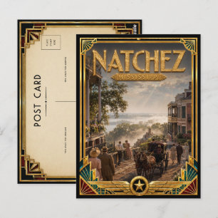 Natchez Mississippi Vintage Art Deco Gouden Tijdpe Briefkaart