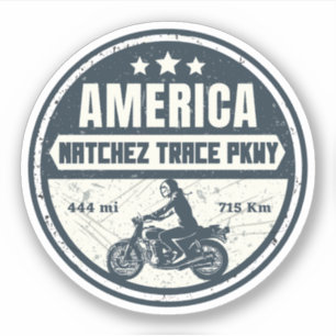 Natchez Trace-weg Mississippi Tennessee motorfiets Sticker
