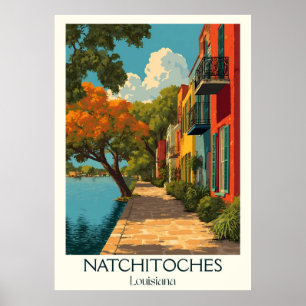 Natchitoches Louisiana Vintage Historische Street  Poster