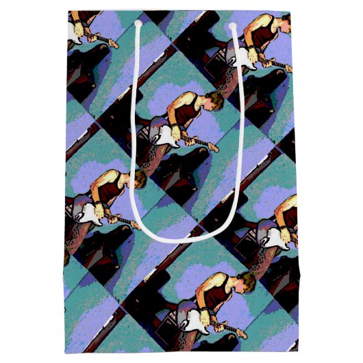 Nate en Gitaar voor Cadeaus Medium Cadeauzakje (Achterkant)