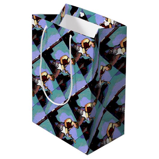 Nate en Gitaar voor Cadeaus Medium Cadeauzakje (Achterkant Gekanteld)