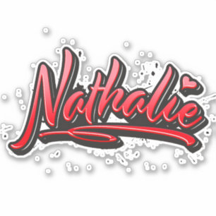 Nathalie red Heart Graffiti Autocollants