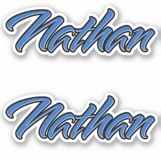 Nathan Nom bleu Autocollant Autocollant (Devant)