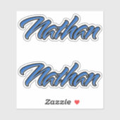 Nathan Nom bleu Autocollant Autocollant (Feuille)