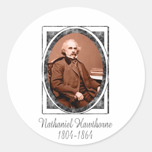 Nathaniel Hawthorne Ronde Sticker (Voorkant)