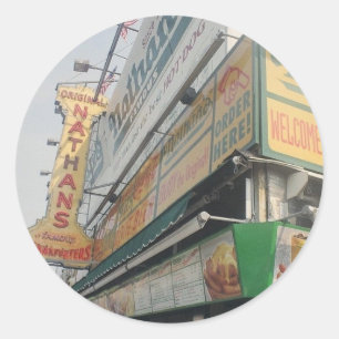 Nathan's beroemde hotdogs ronde sticker