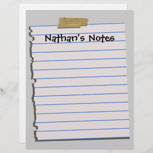 Nathan's Notes Fun Letterhead Stationery (Voorkant / Achterkant)