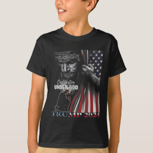 Natie onder God Trump 2024 God Amerikaanse vlag 1 T-shirt