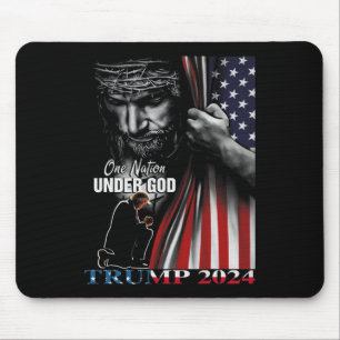 Natie onder God Trump 2024 God Amerikaanse vlag Muismat