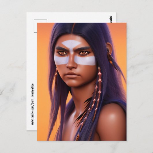 NATIEF AMERIKAANS INDIAN  JONG VROUW BRIEFKAART (Voorkant / Achterkant)