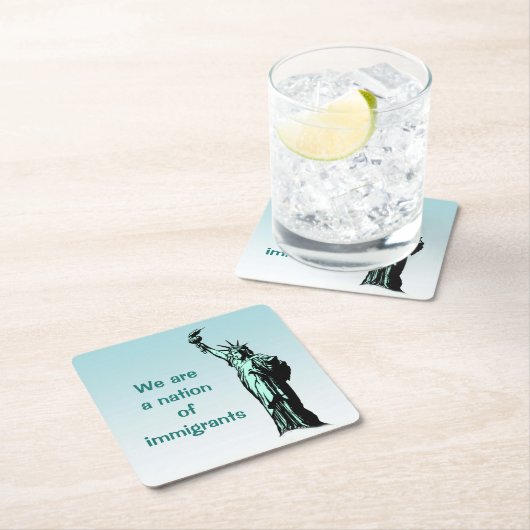 Nation of Immigrants Blue Paper-Onderzetters Vierkante Kartonnen Onderzetter (Insitu)