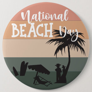 Nationaal beach Day-teken Ronde Button 6,0 Cm