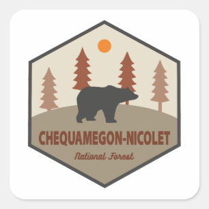 Nationaal Beer Chequamegon-Nicolet Vierkante Sticker