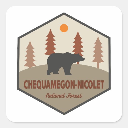 Nationaal Beer Chequamegon-Nicolet Vierkante Sticker (Voorkant)