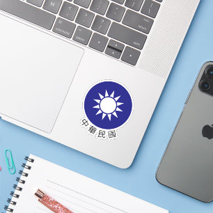 Nationaal Embleem van Taiwan (met de naam onderaan Sticker