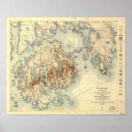 Nationaal park Acadia 1931 Topografische kaart Poster