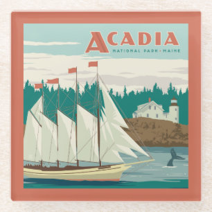 Nationaal park Acadia, Maine Zeilboot & walvis Glazen Onderzetter