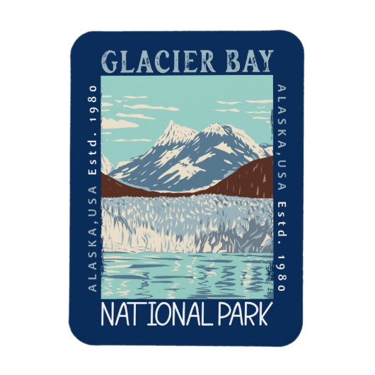 Nationaal Park Alaska Retro Glacier Magneet (Verticaal)