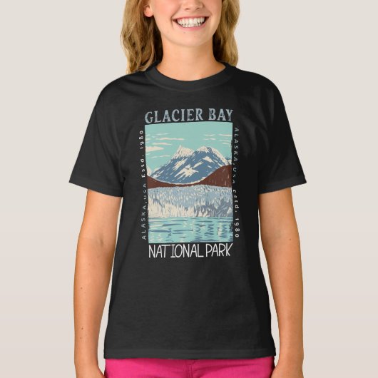 Nationaal Park Alaska Retro Glacier T-shirt (Voorkant)