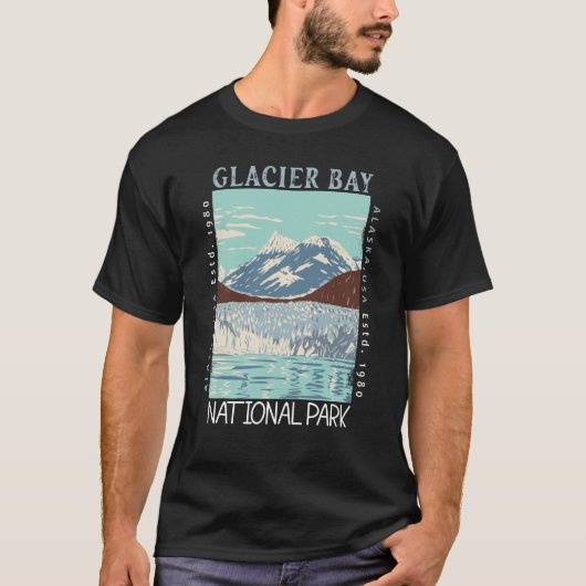 Nationaal Park Alaska Retro Glacier T-shirt (Voorkant)
