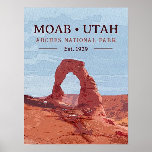 Nationaal park Arch Moab Utah in waterverf Poster (Voorkant)