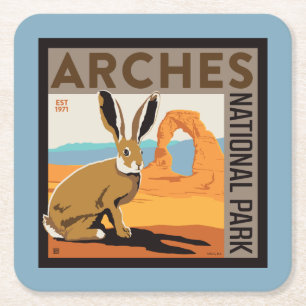 Nationaal park Arches, Utah   Jackrabbit Vierkante Kartonnen Onderzetter